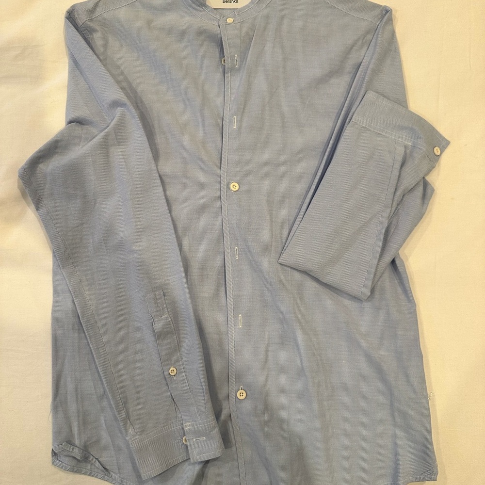 Bershka Light Blue Casual Button Down Shirt